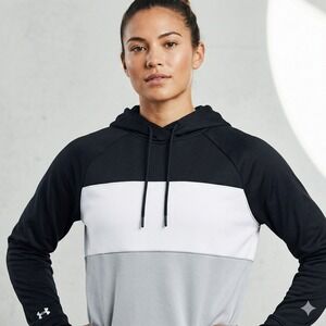 Under Armour Women 2XL Black WhiteGray Colorblock Hoodie Athletic Gym Sweatshirt
